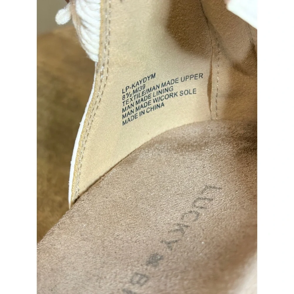 Lucky Brand Kaydyn Cream Crochet Macrame Wedge Sandals Back Zip Size 8.5